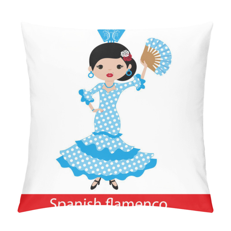 Personality  Girl In Blue Flamenco Dress Pillow Covers