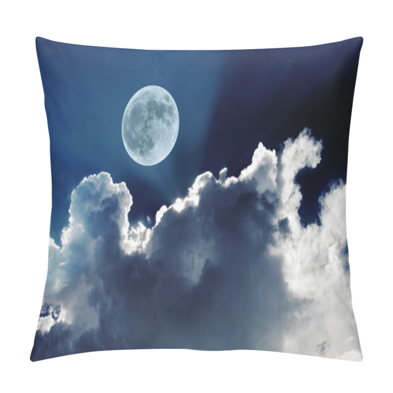 Personality  Big Full Moon In Night Sky With Beautiful White Clouds Glowing In The Moonlight Pillow Covers