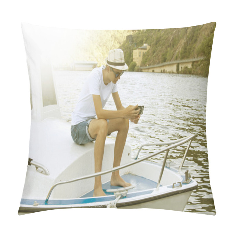 Personality  Man On The Yacht Pillow Covers