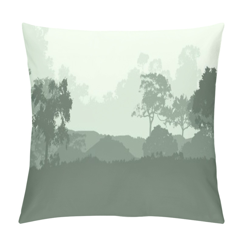 Personality  Abstract Foggy Mountains Landscape With Copy Space, Natural Background Pillow Covers