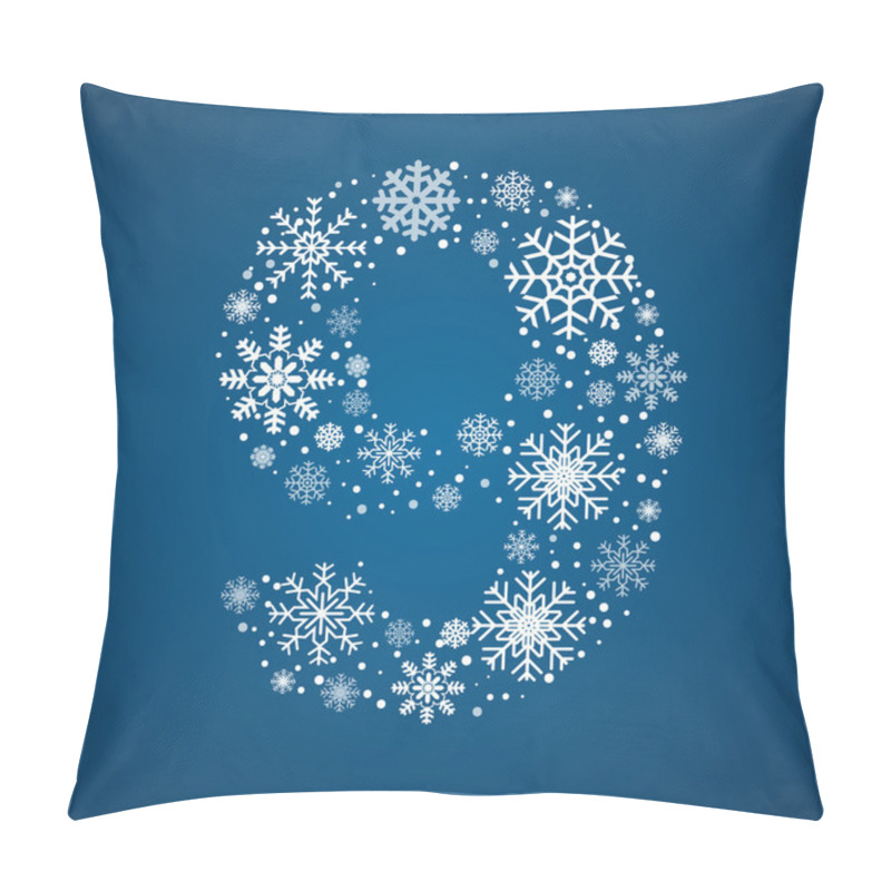 Personality  Number 9 Vector Font Frosty Snowflakes Pillow Covers