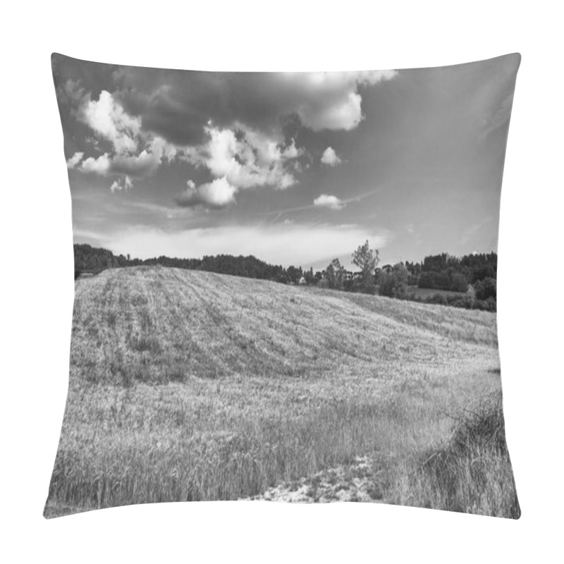 Personality  Tuscany, Italy. Rural Sunset Landscape. Countryside Meadows, Green Field, Sun Light And Clouds. Pillow Covers