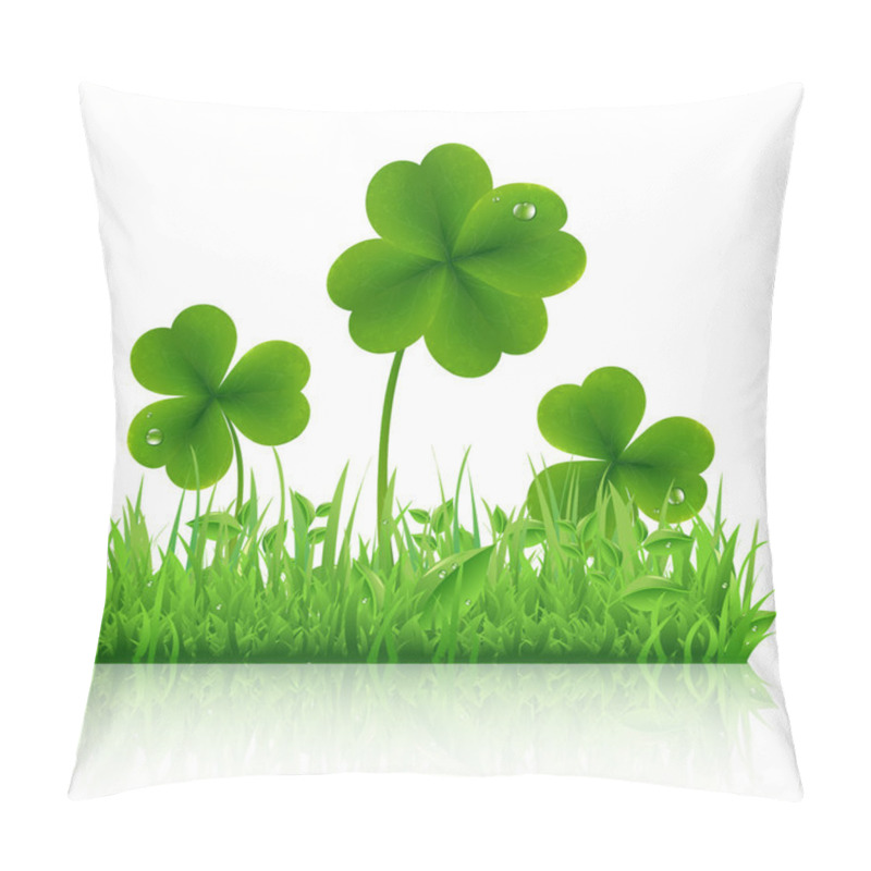 Personality  Green Grass With Clover Pillow Covers