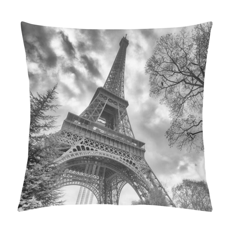 Personality  Skyward View Of Eiffel Tower On A Cloudy Winter Day - France Pillow Covers