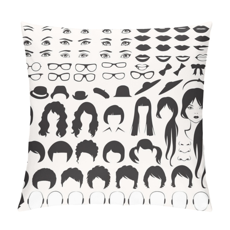 Personality  Woman Face Parts, Head Character Pillow Covers