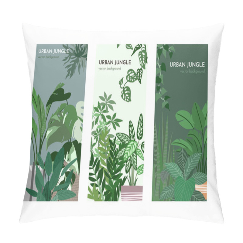 Personality  Set Of Three Card Templates With Indoor Plants Pillow Covers