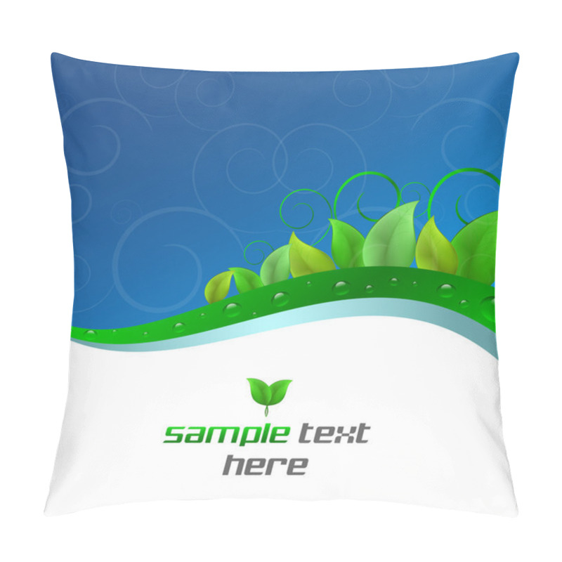 Personality  Background With Ecological Theme, Green Leaves And Water Drops Pillow Covers