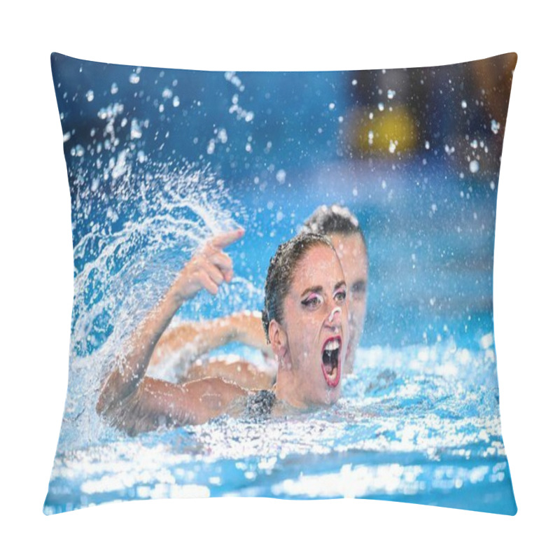 Personality  PARIS, FRANCE - 9 AUGUST, 2024: ALEXANDRI Anna-Maria, ALEXANDRI Eirini-Marina, The Artistic Swimming, Duet, Technical Routine, Artistic Swimming, Duet, Technical Routine, The Paris 2024 Olympic Games At Aquatics Centre Pillow Covers