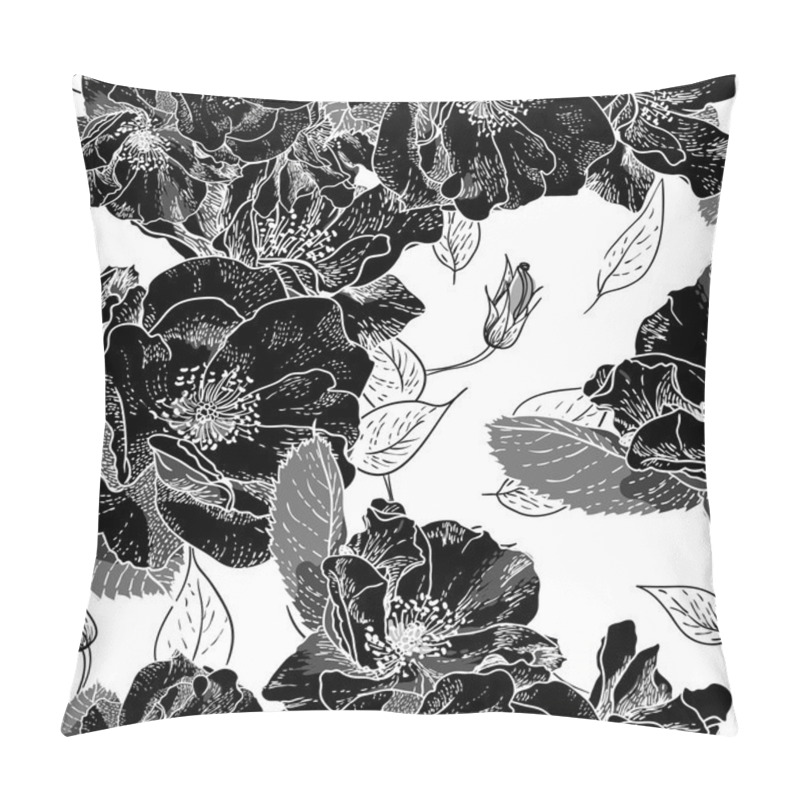 Personality  Beautiful Monochrome Seamless Floral Pattern Pillow Covers