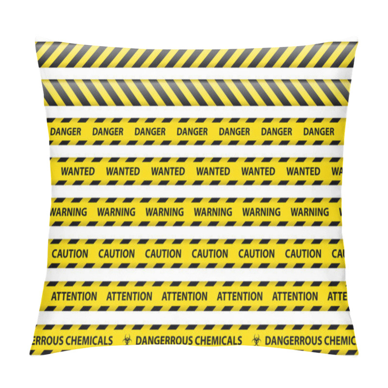 Personality  Caution And Danger Ribbon Sign White Background Vector Illustrat Pillow Covers