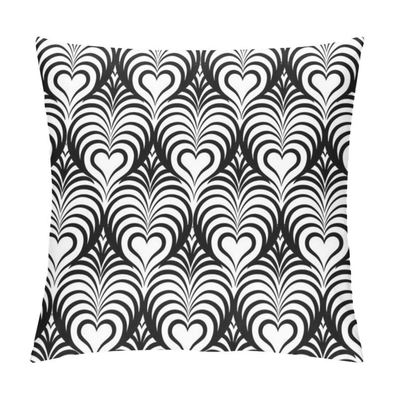 Personality  Seamless Pattern With Line Heart Shaped Pillow Covers