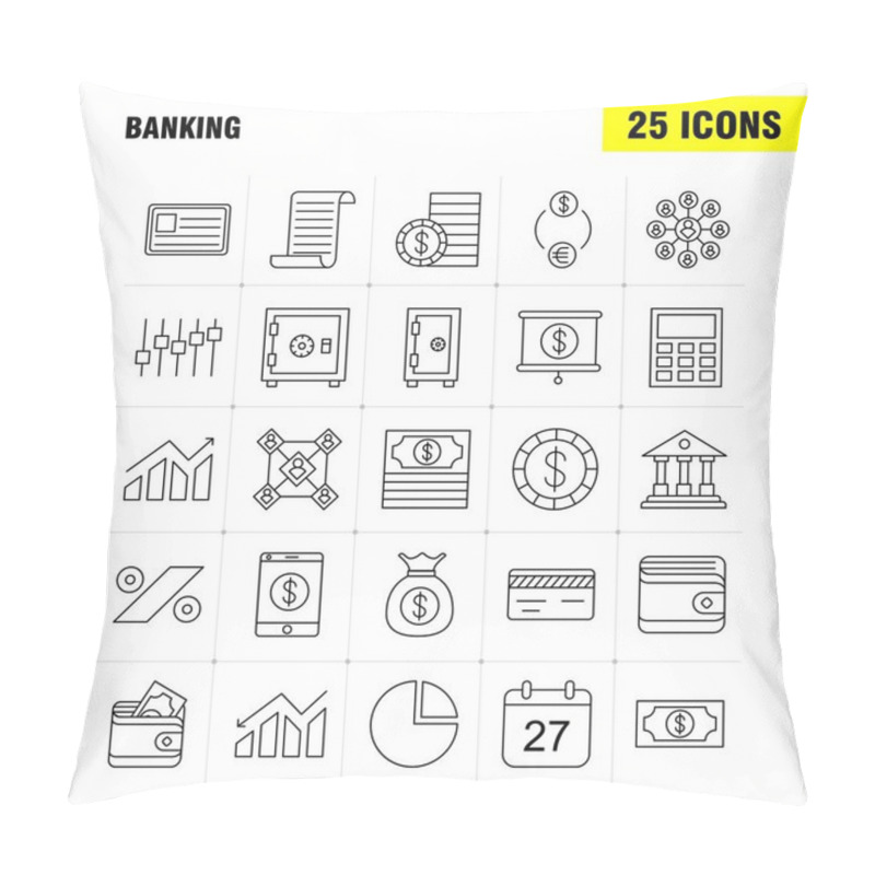 Personality  Banking Line Icon For Web, Print And Mobile UX/UI Kit. Such As: Calc, Calculate, Calculator, Device, Operation, User, Users, Group, Pictogram Pack. - Vector Pillow Covers