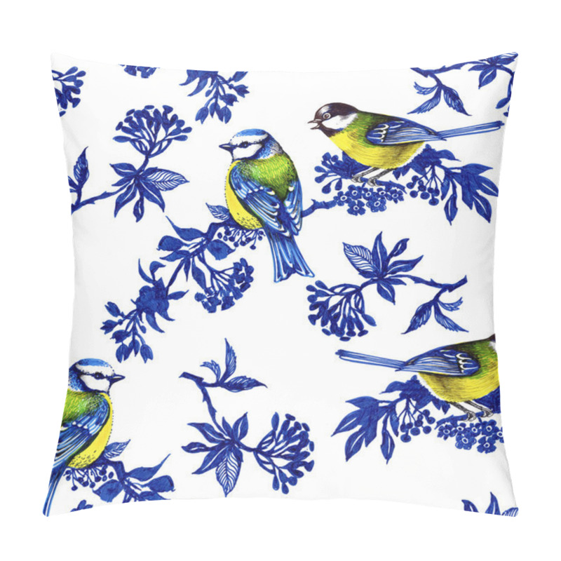 Personality  Birds On Spring Twigs Seamless Pattern  Pillow Covers