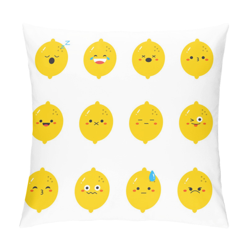 Personality  Lemon Modern Flat Emoticon Set Pillow Covers