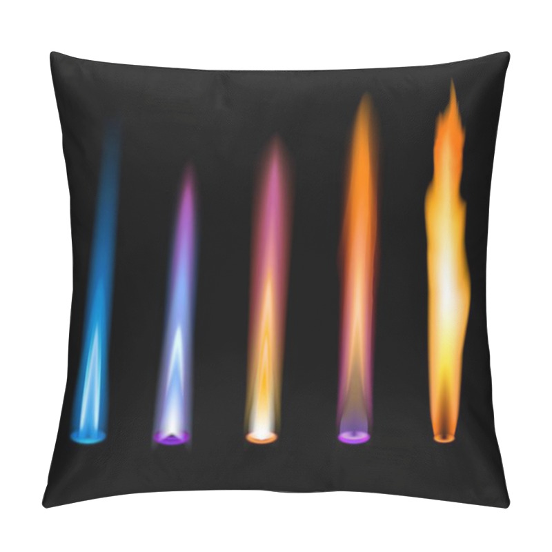 Personality  Color Flames. Gas And Zinc, Potassium, Strontium And Sodium Chemical Elements Ions Emission In Chemistry Laboratory Analysis Flame Test. Blue, Violet And Orange Color Flames In Bunsen Burner Pillow Covers