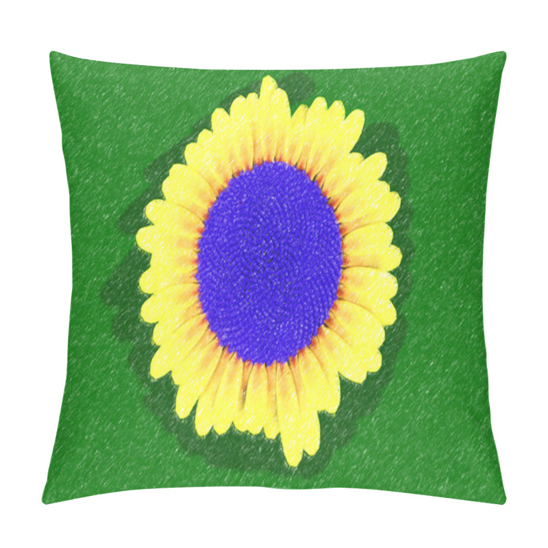 Personality  Colorful Sunflower Painted With Thick Oil Paint Strokes On Green Canvas Background BRAZIL Pillow Covers