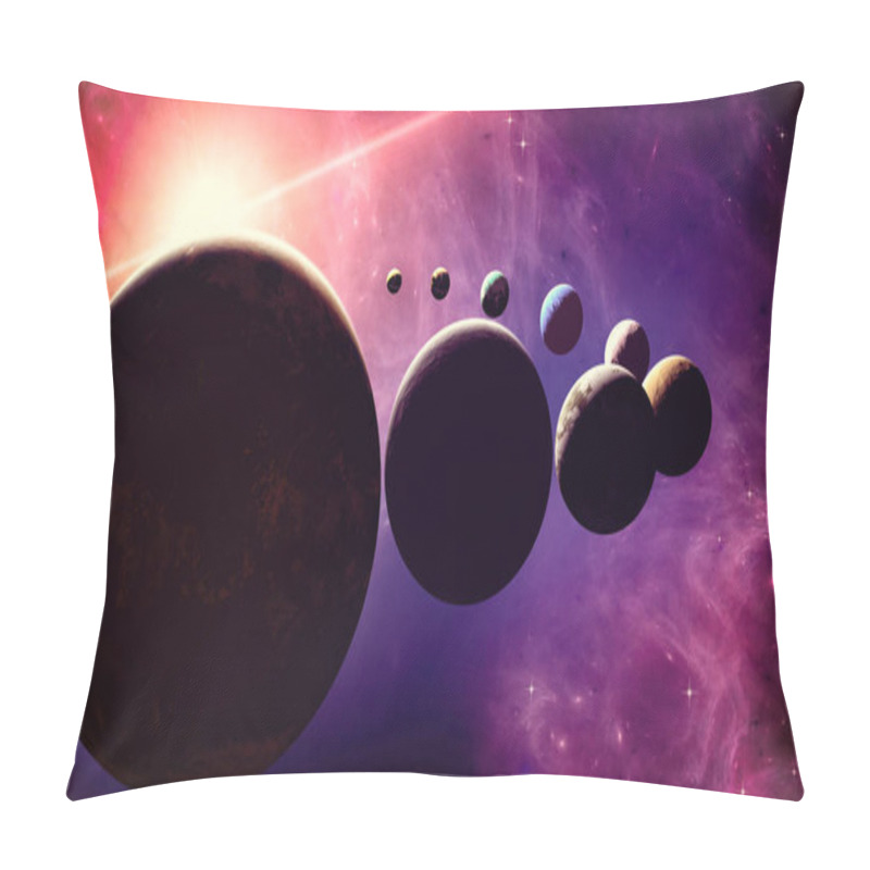 Personality  Planets And Exoplanets Of Unexplored Galaxies. Sci-Fi. New Worlds To Discover. Colonization And Exploration Of Nebulae And Galaxies. Planet And Rings. 3d Rendering Pillow Covers