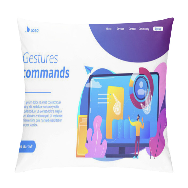 Personality  Gesture Recognition Concept Landing Page. Pillow Covers