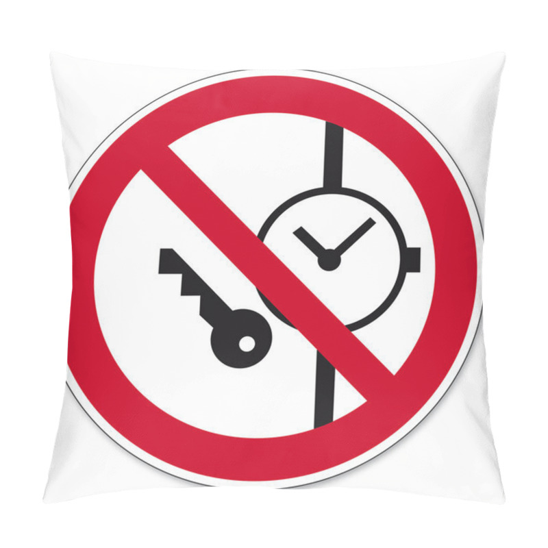 Personality  Prohibition Signs BGV Icon Pictogram Carrying Metal Parts Of Clocks Or Prohibited Pillow Covers