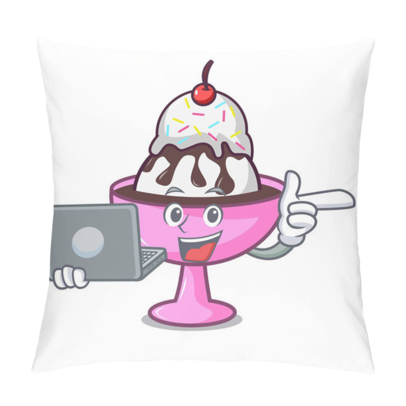 Personality  With Laptop Ice Cream Sundae Character Cartoon Pillow Covers