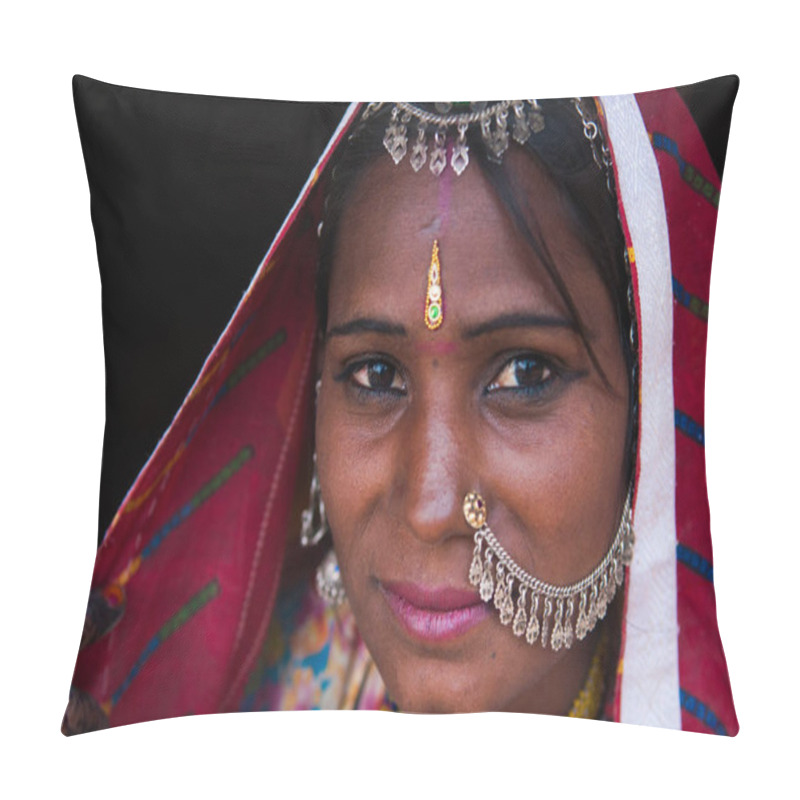 Personality  Beautiful Rajasthani Woman Pillow Covers