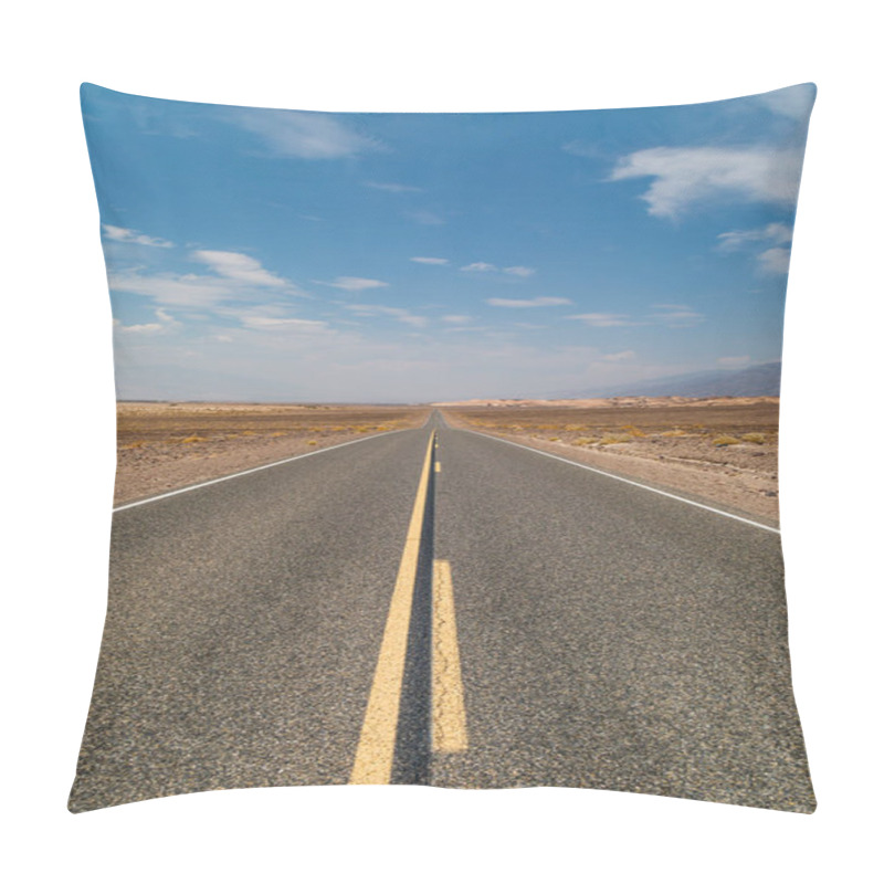 Personality  Looking Along A Long, Straight Road In Death Valley National Park, California Pillow Covers