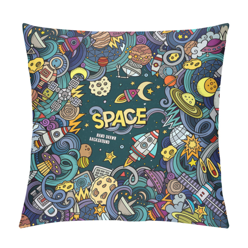 Personality  Cartoon Cute Doodles Hand Drawn Space Illustration Pillow Covers