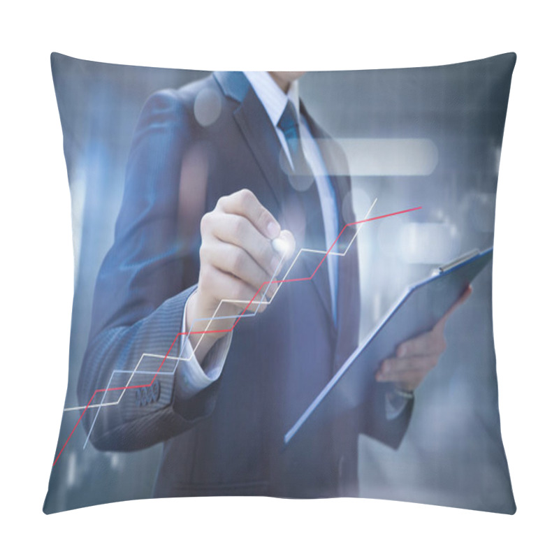 Personality  Financial Statistics Analysis And Financial Profit Growth Concept. Pillow Covers