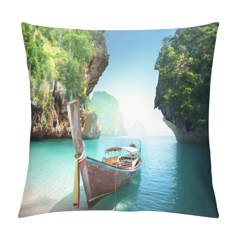 Personality  Boat On The Beach , Krabi Province, Thailand Pillow Covers