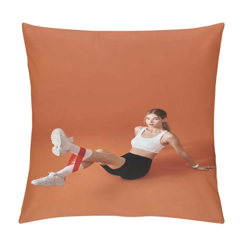 Personality  A Sportswoman Shows Passion In Her Exercises, Showcasing Her Athleticism And Determination. Pillow Covers