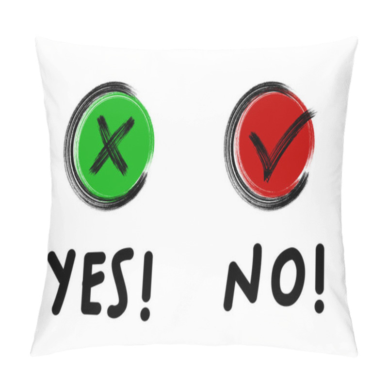 Personality  Yes No, Green Check Mark And Red Cross Isolated Vector, Yes Or No Concept Pillow Covers