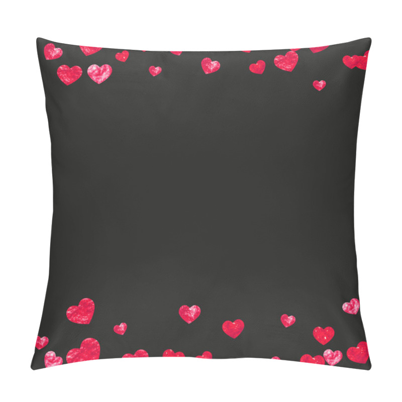 Personality  Valentine Background With Pink Glitter Hearts. February 14th Day. Vector Confetti For Valentine Background Template. Grunge Hand Drawn Texture. Pillow Covers