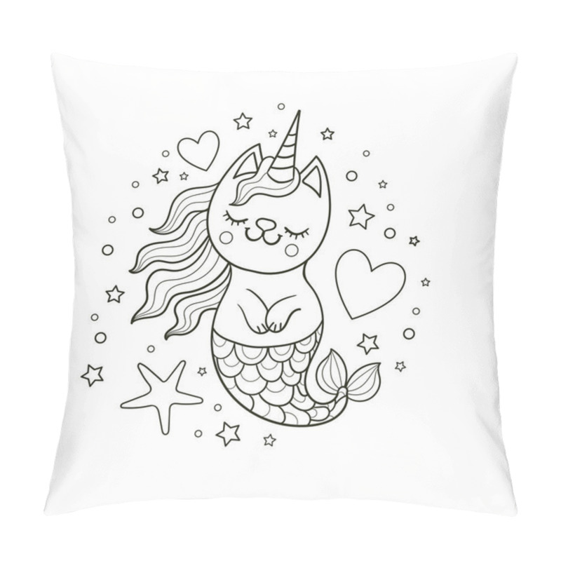 Personality  Cat Mermaid Unicorn Line Pillow Covers