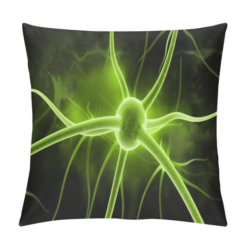 Personality  Digital Illustration Of A Neuron In Colour Background Pillow Covers