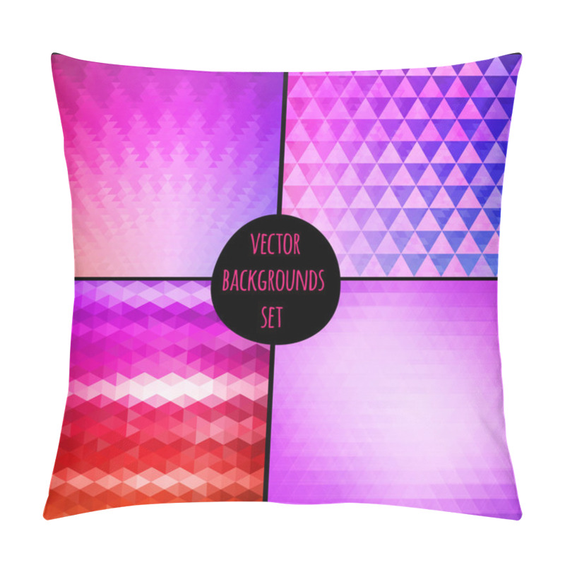 Personality  Set Of Four Geometric Patterns. Texture With Triangles. Mosaic.  Pillow Covers