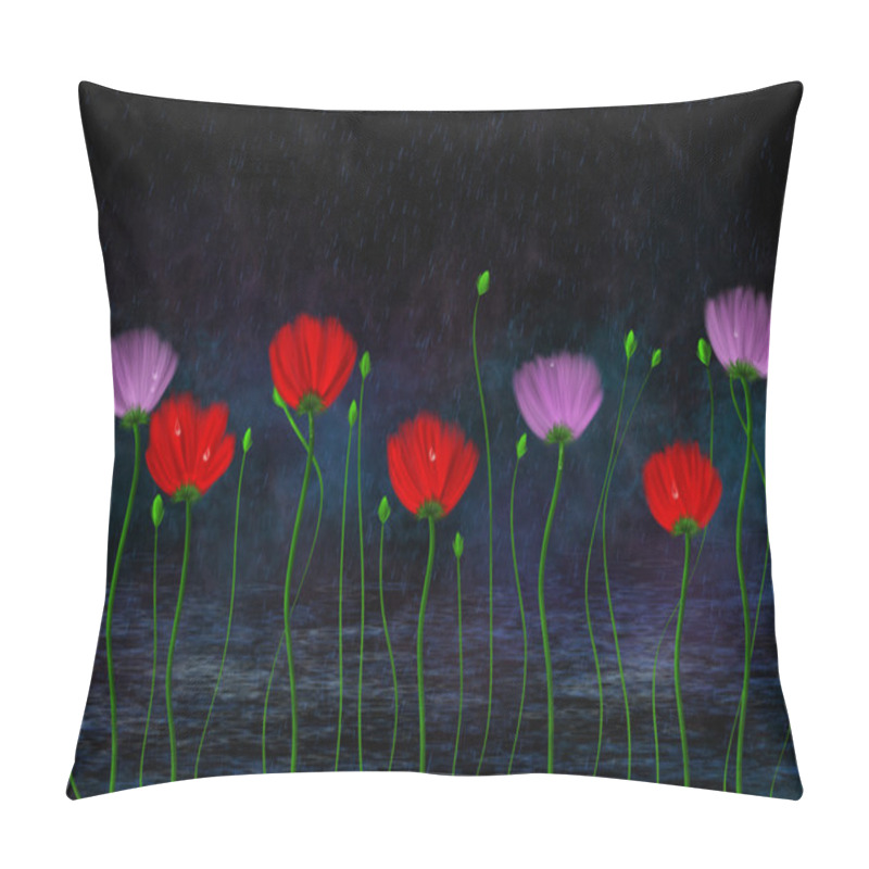 Personality  Red And Pink Flowers And Abstract Rain Pillow Covers