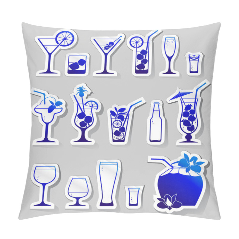 Personality  Vector Illustration Of Cocktails And Glasses With Alcohol On Stickers Pillow Covers