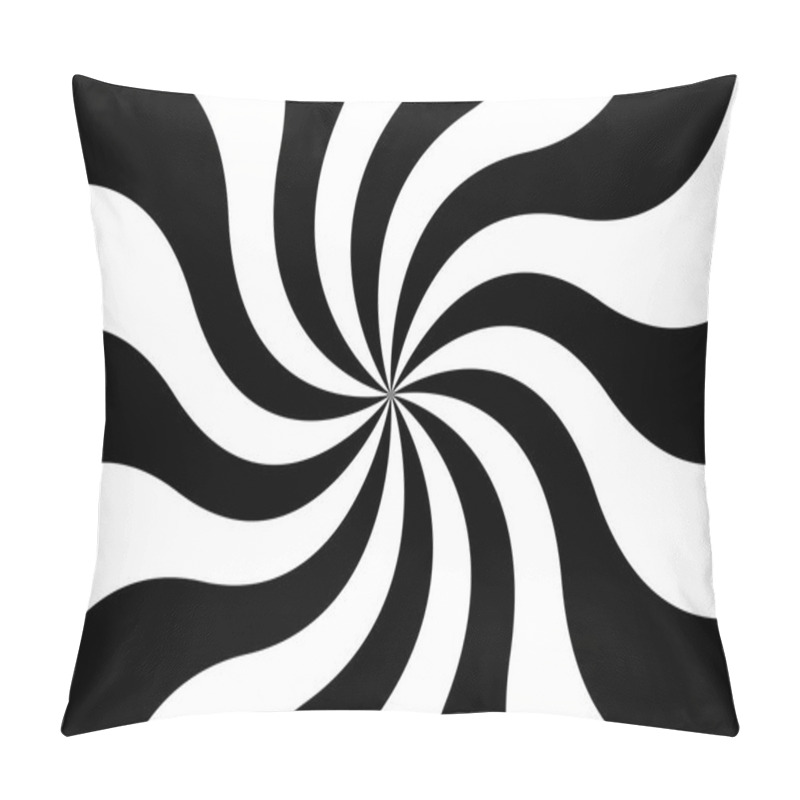 Personality  Black And White Spiral Background, Swirling Radial Pattern, Abstract Vector Illustration Pillow Covers