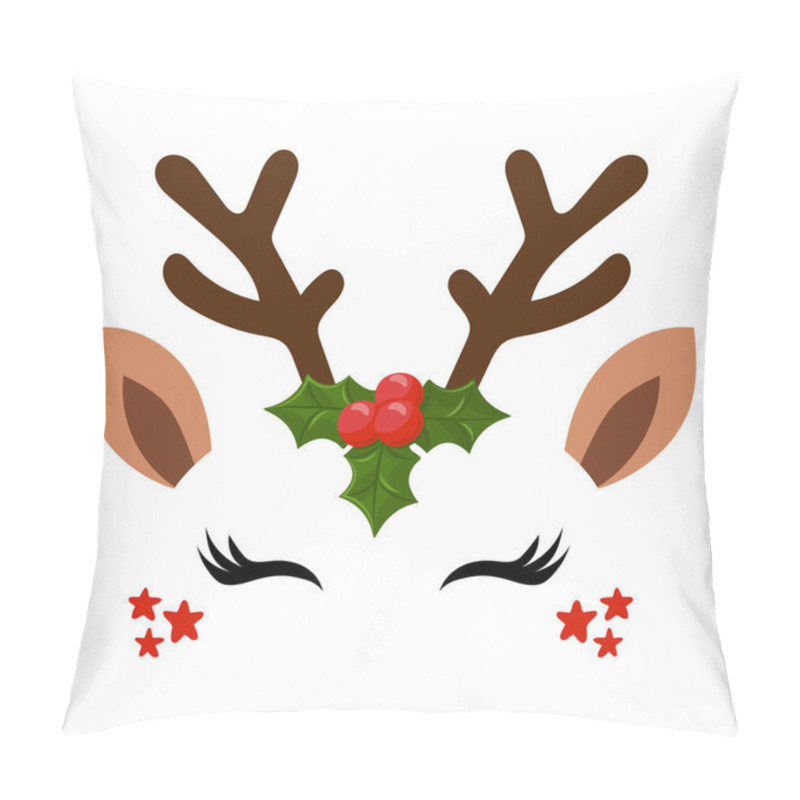 Personality  Deer Head, Reindeer Face With Beautiful Lashes. Vector Illustration For Card And Shirt Design For Autumn Holidays. Scandinavian Design, Good For Clothes, Baby Shower, Nursery Decoration. Pillow Covers