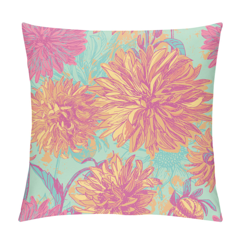 Personality  Tender Dahlia Flowers Seamless Pattern Pillow Covers