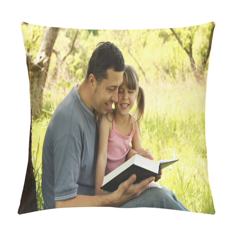 Personality  Father With  Daughter Reading The Bible Pillow Covers