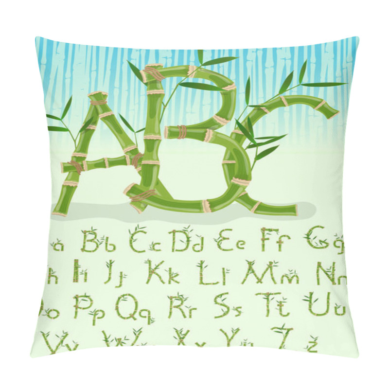 Personality  Bamboo Alphabet, Exotic Tropical Vector Font Pillow Covers