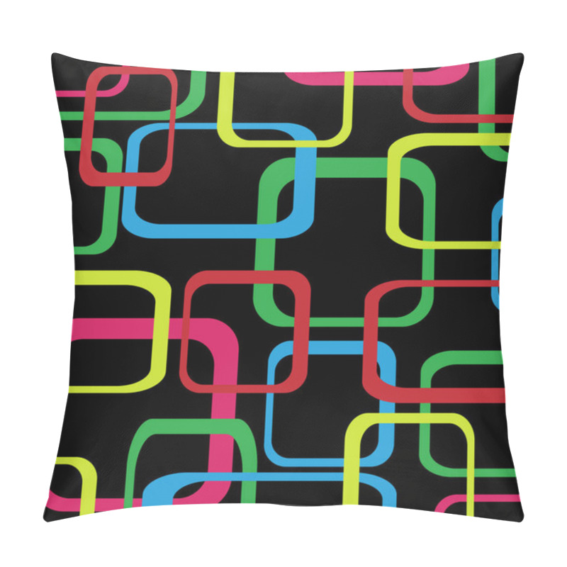 Personality  Retro Pattern Black Background With Squares - Rounded. Pillow Covers