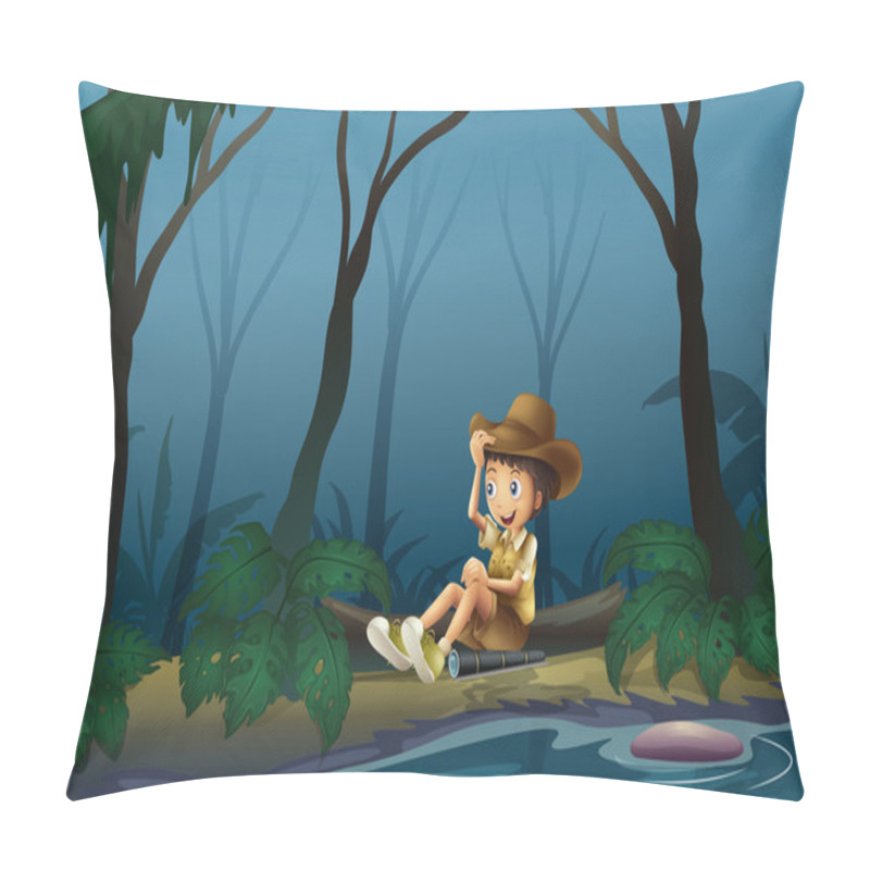 Personality  A Male Explorer Relaxing Near The Riverbank Pillow Covers