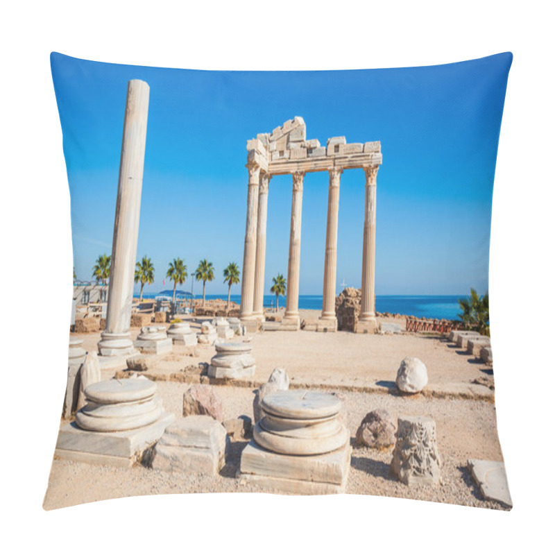 Personality  Temple Of Apollo At The Ancient City Of Side In Antalya Region On The Mediterranean Coast Of Turkey. Pillow Covers