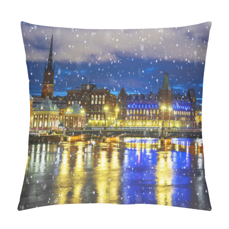 Personality  Night Winter Stockholm. Sweden Pillow Covers