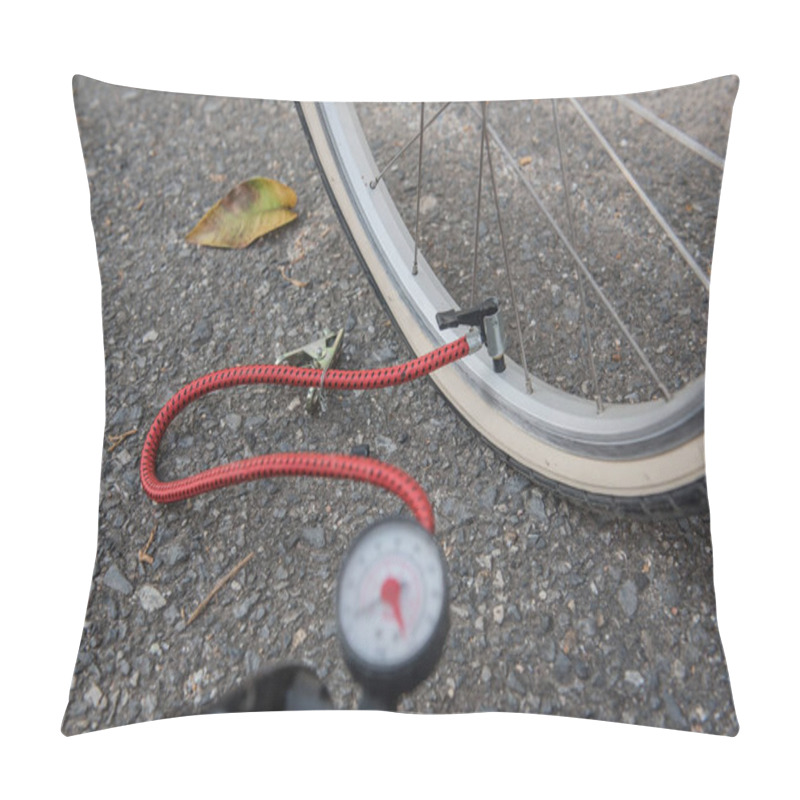 Personality  Air Pump At The Wheel Rubber Bicycle. Bike Tires Have Problems Pillow Covers