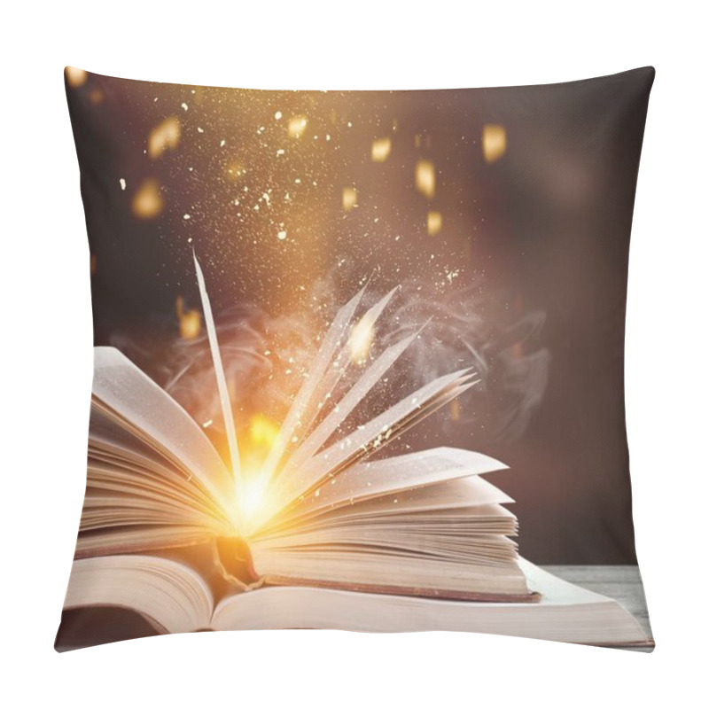 Personality  Open Book On  Table, Wisdom And Learning Concept Pillow Covers