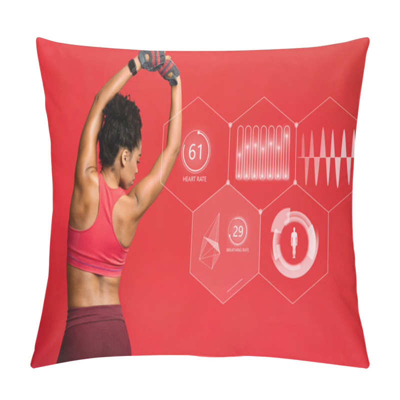 Personality  African American Woman Goes In For Sports. Smartwatch Shows Her Body Parameters Pillow Covers