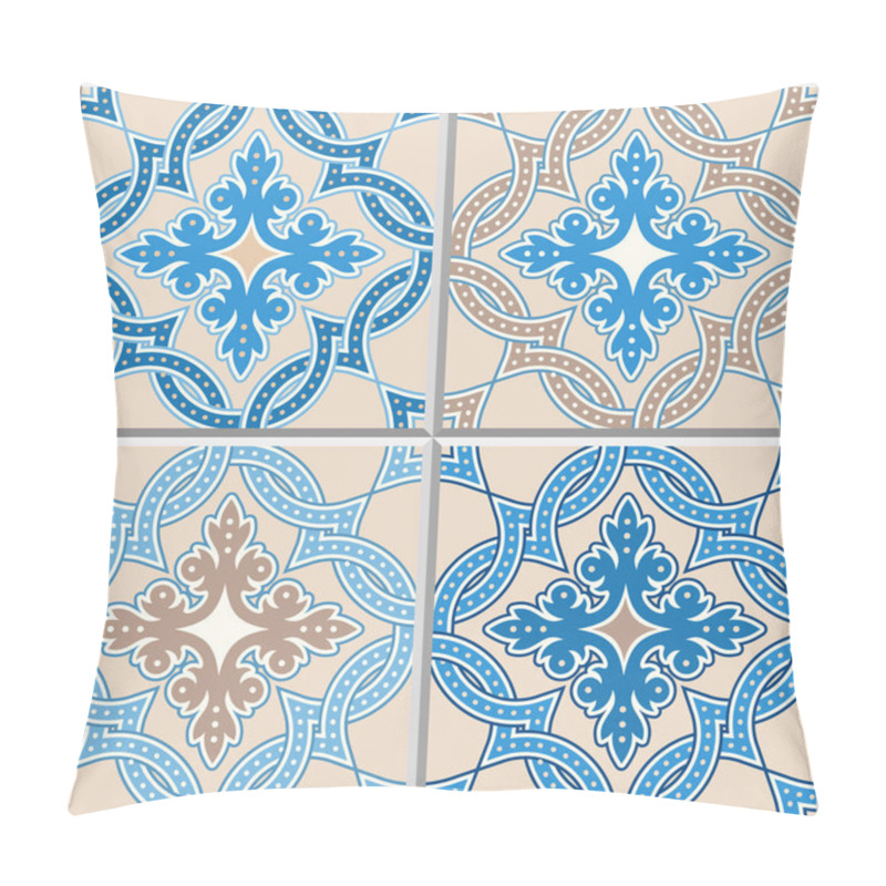 Personality  Portuguese Tiles, Quatrefoil Vector Pattern Pillow Covers